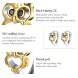 925 Silver Owl Stud Earrings 18K Plated Animal Ear Jewelry FNE505