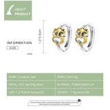 925 Silver Owl Stud Earrings 18K Plated Animal Ear Jewelry FNE505