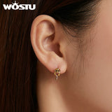 925 Silver Owl Stud Earrings 18K Plated Animal Ear Jewelry FNE505