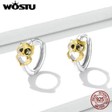 925 Silver Owl Stud Earrings 18K Plated Animal Ear Jewelry FNE505