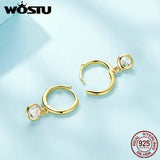 925 Silver Zircon Hoop Earrings Drop Dangle Wedding Jewelry