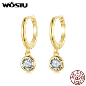 925 Silver Zircon Hoop Earrings Drop Dangle Wedding Jewelry