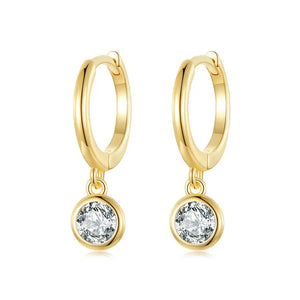 925 Silver Zircon Hoop Earrings Drop Dangle Wedding Jewelry