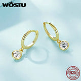 925 Silver Zircon Hoop Earrings Drop Dangle Wedding Jewelry