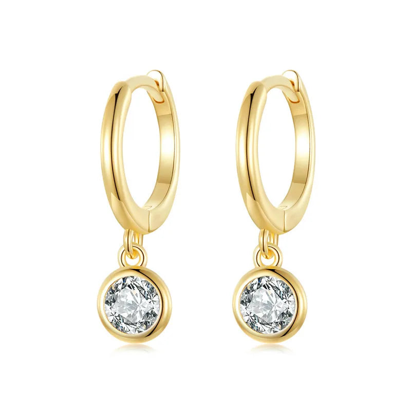 925 Silver Zircon Hoop Earrings Drop Dangle Wedding Jewelry