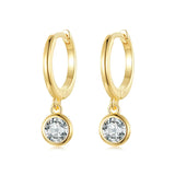 925 Silver Zircon Hoop Earrings Drop Dangle Wedding Jewelry
