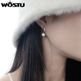 925 Silver Zircon Hoop Earrings Drop Dangle Wedding Jewelry