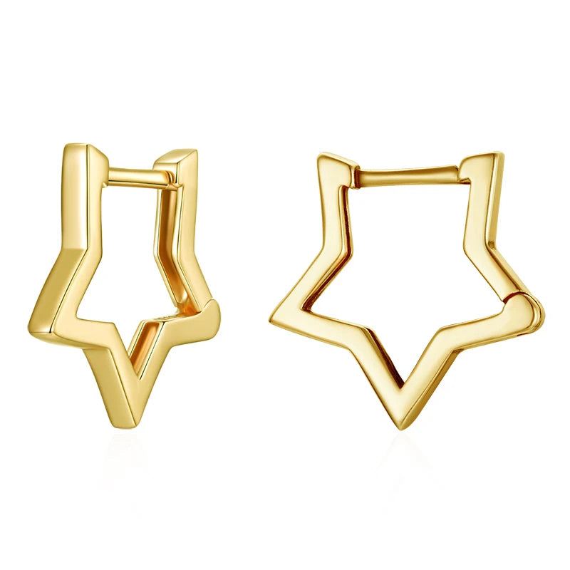 925 Silver Wedding Hoop Earrings Women Star Geometric Drop Ear Studs