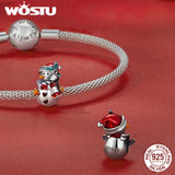 925 Silver Xmas Snowman Santa Cat Charms DIY Bracelet Necklace