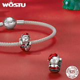 925 Silver Xmas Snowman Santa Cat Charms DIY Bracelet Necklace