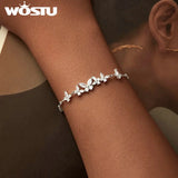 925 Silver Zircon Butterfly Chain Bracelet Women Wedding Jewelry