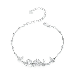 925 Silver Zircon Butterfly Chain Bracelet Women Wedding Jewelry