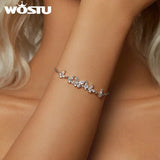 925 Silver Zircon Butterfly Chain Bracelet Women Wedding Jewelry