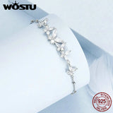 925 Silver Zircon Butterfly Chain Bracelet Women Wedding Jewelry