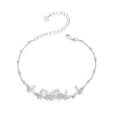 925 Silver Zircon Butterfly Chain Bracelet Women Wedding Jewelry