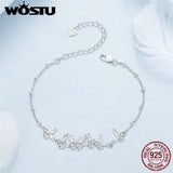 925 Silver Zircon Butterfly Chain Bracelet Women Wedding Jewelry