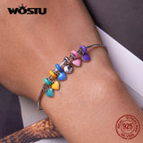 925 Silver Adjustable Chain Bracelet for Women with Charms