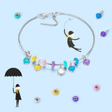 925 Silver Adjustable Chain Bracelet for Women with Charms