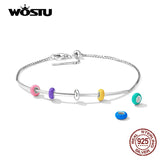 925 Silver Adjustable Chain Bracelet for Women with Charms