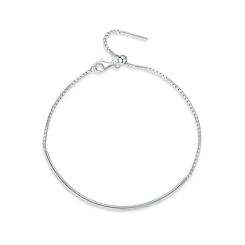 925 Silver Adjustable Chain Bracelet for Women with Charms