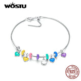 925 Silver Adjustable Chain Bracelet for Women with Charms