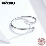 925 Silver Angel Wing Heart Ring Open Rings For Women