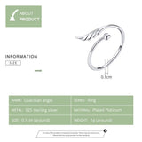 925 Silver Angel Wing Heart Ring Open Rings For Women