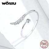925 Silver Angel Wing Heart Ring Open Rings For Women