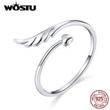 925 Silver Angel Wing Heart Ring Open Rings For Women