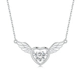 Angel Wings Heart Pendant Necklace Crystal Charms Girl Neck Chain