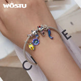925 Silver Colorful Cat Fish Pendant Evil Eye Bead