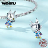 925 Silver Colorful Cat Fish Pendant Evil Eye Bead