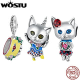 925 Silver Colorful Cat Fish Pendant Evil Eye Bead