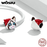 925 Sterling Silver Siamese Cat Charm Pendant for Women