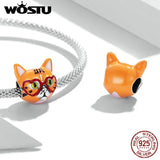 925 Sterling Silver Siamese Cat Charm Pendant for Women