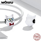 925 Sterling Silver Siamese Cat Charm Pendant for Women