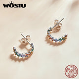 925 Silver Zircon Rainbow Lightning Stud Earrings