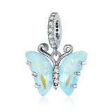 925 Silver Butterfly Hanging Bead Colorful Resin Women Bracelet Necklace