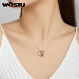 925 Silver Baby Panda Necklace Heart Zircon Chain Link Women Jewelry