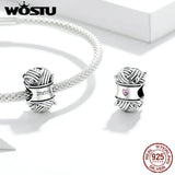 925 Silver Yarn Ball CZ Charm Beads for Bracelet DIY Jewelry FIC1654