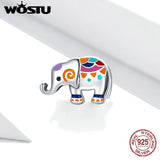 925 Sterling Silver Bead Colorful Elephant Charm Enamel Animal Pendant