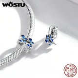 925 Silver Flying Butterflies Enamel Charm Pendant for Jewelry DIY