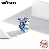 925 Silver Flying Butterflies Enamel Charm Pendant for Jewelry DIY