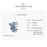 925 Silver Flying Butterflies Enamel Charm Pendant for Jewelry DIY