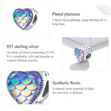 925 Silver Mermaid Fishtail Heart Beads Charm for DIY Bracelet