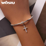 925 Silver Beads Charm Cross Pendant for Bracelet Necklace DIY Jewelry