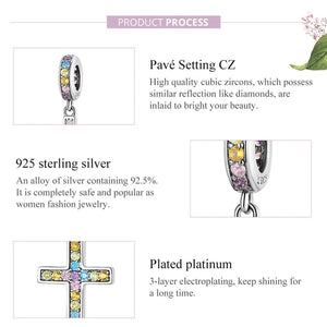 925 Silver Beads Charm Cross Pendant for Bracelet Necklace DIY Jewelry