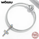 925 Silver Beads Charm Cross Pendant for Bracelet Necklace DIY Jewelry