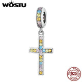 925 Silver Beads Charm Cross Pendant for Bracelet Necklace DIY Jewelry