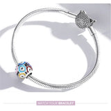 925 Silver Demon Eyes Pendant Bead Charm for Bracelet Necklace
